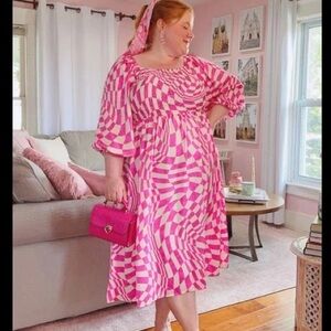 Pink and White Checkered Dress